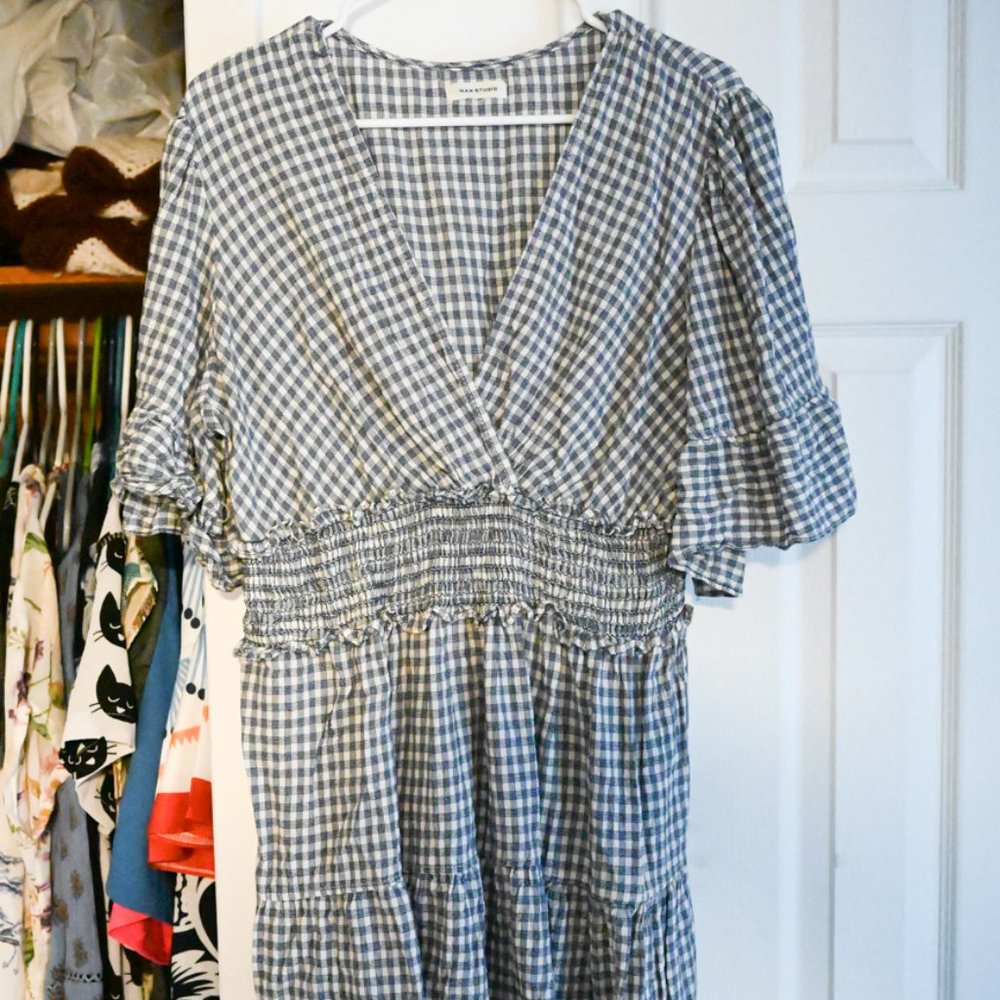 Max Studio gingham wrap dress